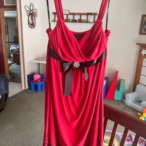 My Michelle Red Dress with Black Accents